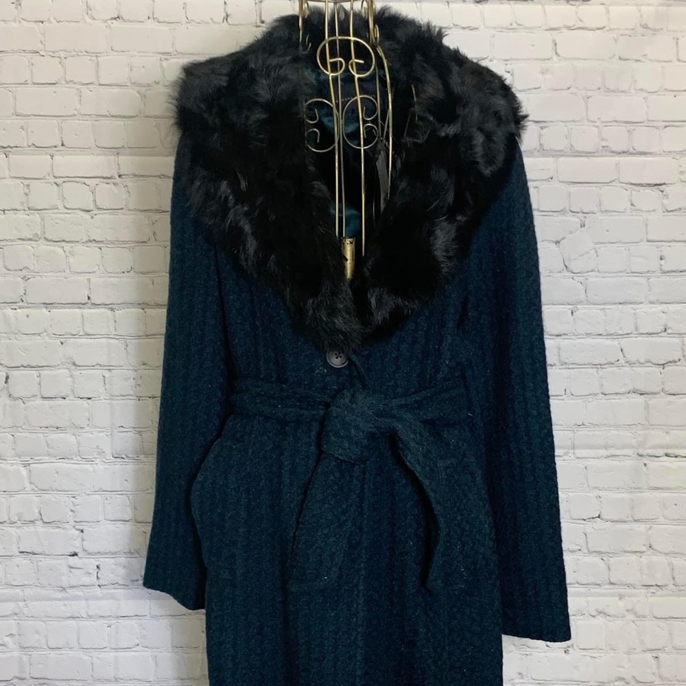Banana Republic  faux fur trim coat